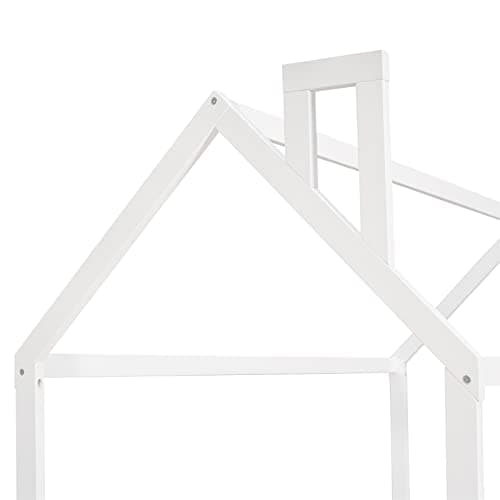 White Montessori Twin House Bed Frame with Fence