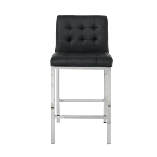 Modern Set of 2 Black PU Bar Stools with Electroplated Leg