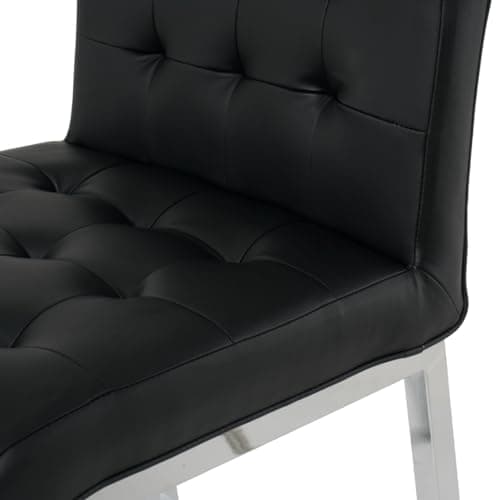 Modern Set of 2 Black PU Bar Stools with Electroplated Leg