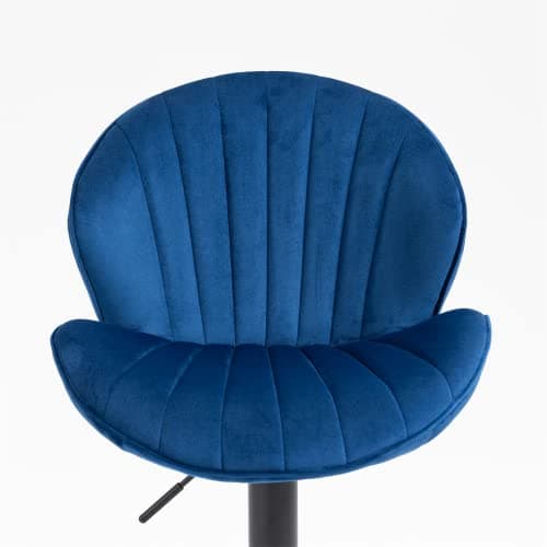 Blue Velvet Swivel Bar Stools Set of 2 with Adjustable Height and Metal Base