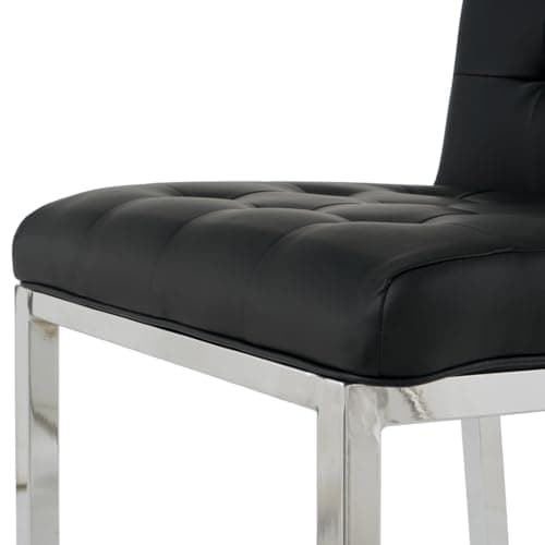 Modern Set of 2 Black PU Bar Stools with Electroplated Leg