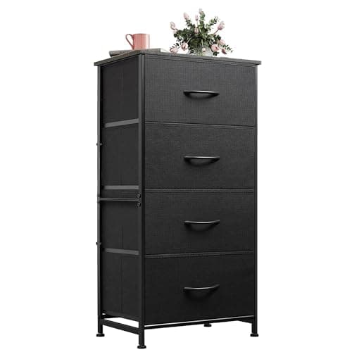 WLIVE 4-Drawer Fabric Dresser - Sturdy Organizer for Bedroom, Hallway, Entryway, and Closets, Dark Grey