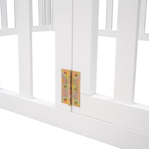 Montessori Floor Bed for Children Boys and Girls, White Wood Frame with Fence and Door
