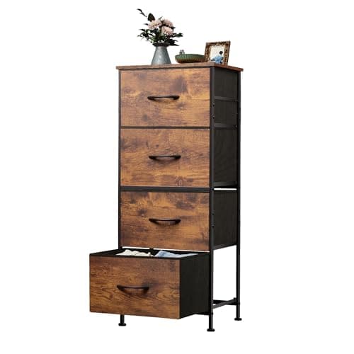 WLIVE 4-Drawer Fabric Dresser - Sturdy Organizer for Bedroom, Hallway, Entryway, and Closets, Dark Grey