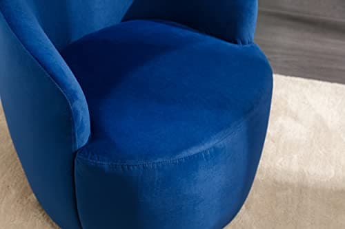 Modern Velvet Swivel Accent Chair, Blue Velvet Upholstered Barrel Chair
