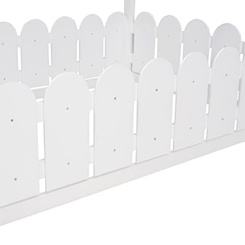 White Montessori Twin House Bed Frame with Fence