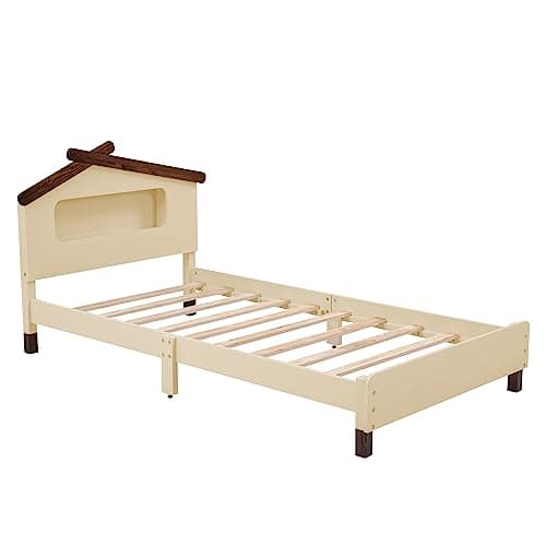 House-Shaped Twin Platform Bed with Motion Activated Night Lights