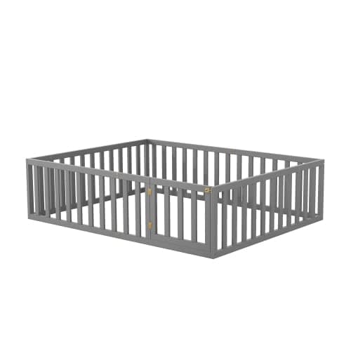 Montessori Floor Bed with Safety Guardrails for Twin Size, Gray
