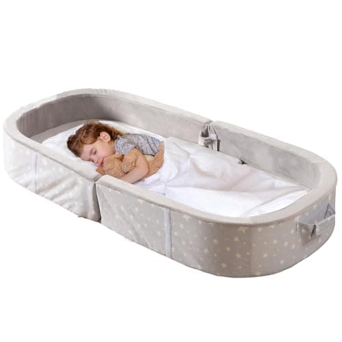 BYBYME Portable Toddler Floor Bed - Waterproof & Folding_travel_crib, Grey