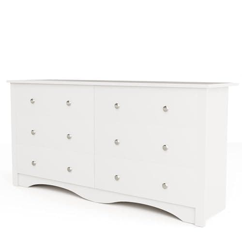 6 Drawer Wood Dresser for Bedroom and Living Room (Black)