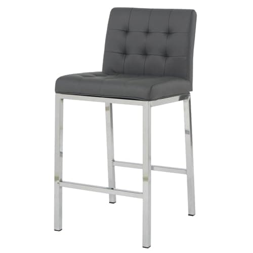 Modern Set of 2 Black PU Bar Stools with Electroplated Leg