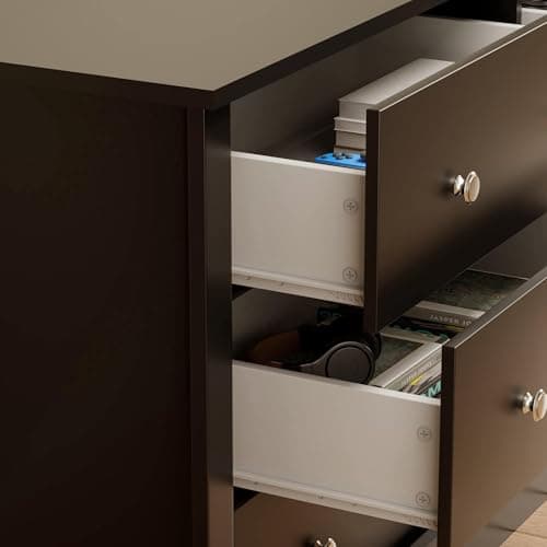 6 Drawer Wood Dresser for Bedroom and Living Room (Black)