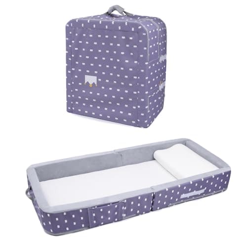 Mooedcoe Portable Foldable Toddler Travel Bed with Sides