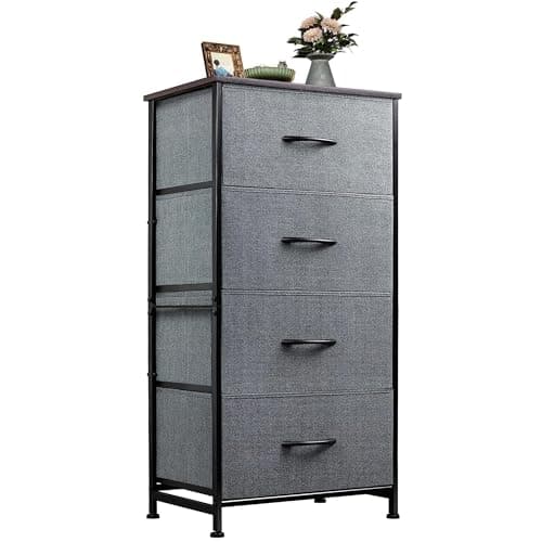 WLIVE 4-Drawer Fabric Dresser - Sturdy Organizer for Bedroom, Hallway, Entryway, and Closets, Dark Grey