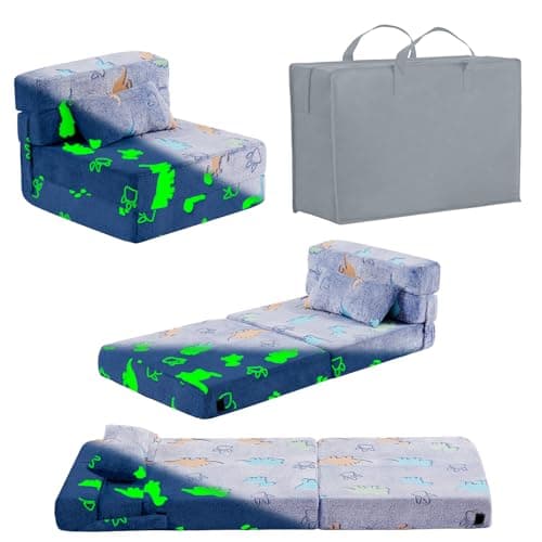 Glow Washable Kids Folding Sofa Bed - Toddler Nap Mat With Storage Bag