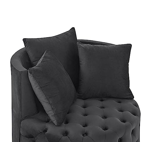 Swivel Accent Chair with Tufted Upholstery and Pillows