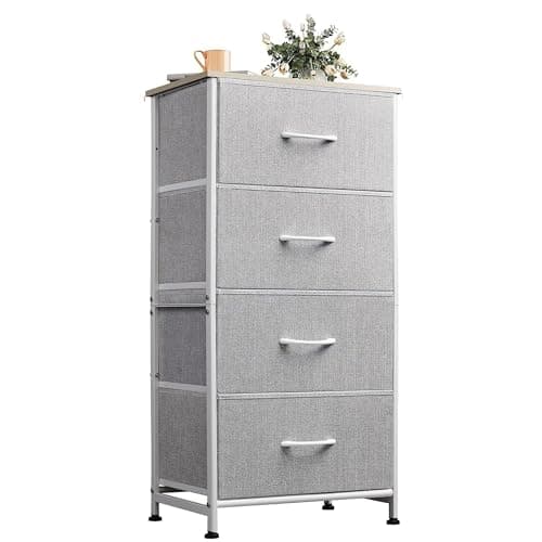 WLIVE 4-Drawer Fabric Dresser - Sturdy Organizer for Bedroom, Hallway, Entryway, and Closets, Dark Grey