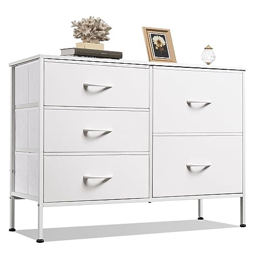 5-Drawer Fabric Dresser for Bedroom and Living Room in Charcoal Black