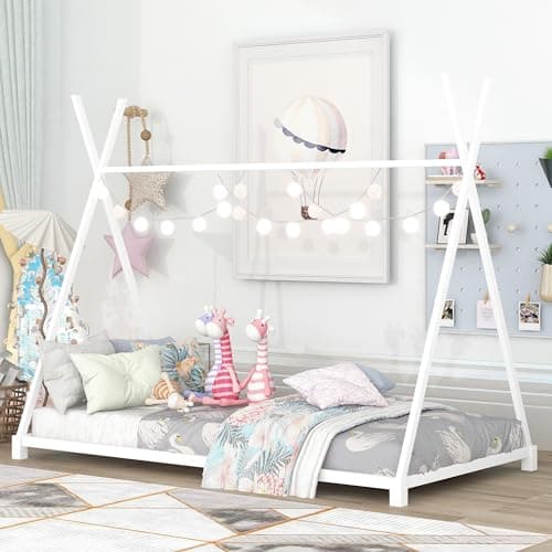 Montessori Twin Size Floor Bed with Triangle Structure