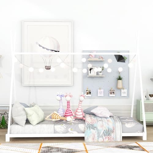Montessori Twin Size Floor Bed with Triangle Structure
