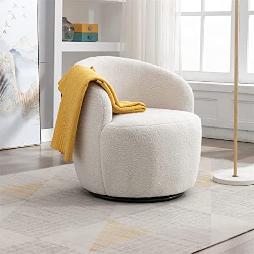 Modern Velvet Swivel Accent Chair, Blue Velvet Upholstered Barrel Chair