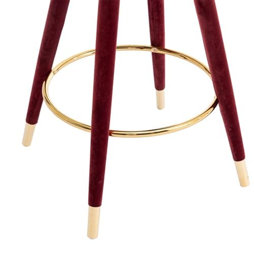 i-POOK Velvet Bar Stools Set of 2 with Swivel, Nailhead Trim, Tufted Back for Kitchen Island Pub - Claret Red