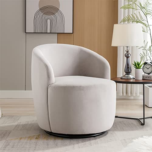 Modern Velvet Swivel Accent Chair, Blue Velvet Upholstered Barrel Chair