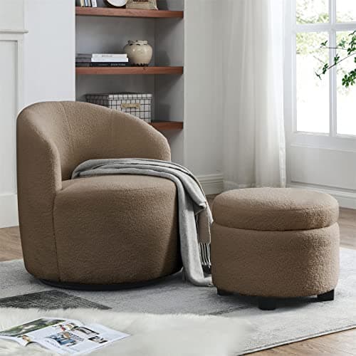 Swivel Accent Chair Set of 2 with Storage Ottoman