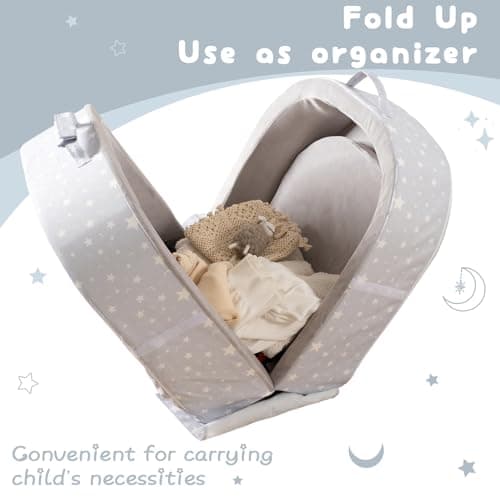 BYBYME Portable Toddler Floor Bed - Waterproof & Folding_travel_crib, Grey