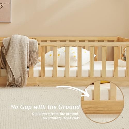 Montessori Toddler Floor Bed with Safety Features for Kids