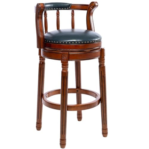 i-POOK Genuine Leather Bar Stools with Swivel Function and Footrests - Blue
