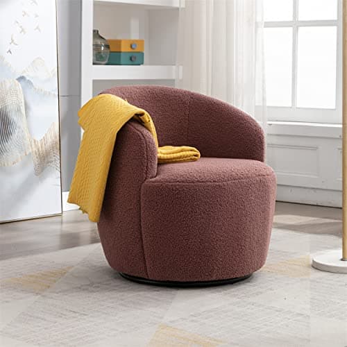 Modern Velvet Swivel Accent Chair, Blue Velvet Upholstered Barrel Chair
