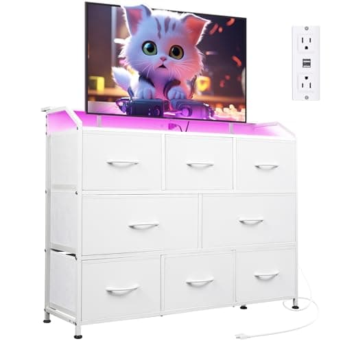 WLIVE 8-Drawer Wide Fabric Dresser for Bedroom and Living Room - Dark Grey