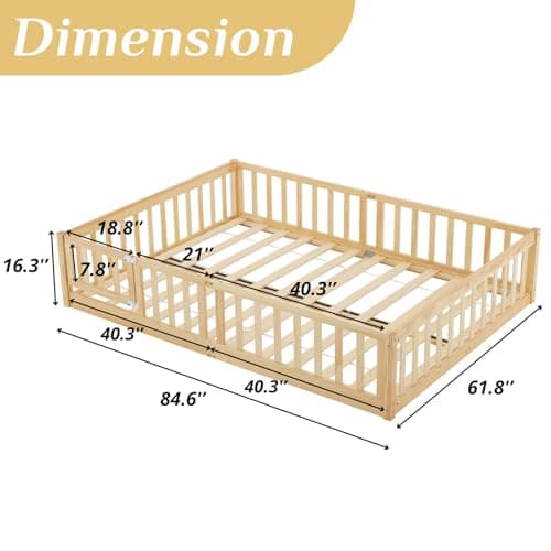 Montessori Toddler Floor Bed with Safety Features for Kids