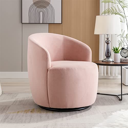 Modern Velvet Swivel Accent Chair, Blue Velvet Upholstered Barrel Chair