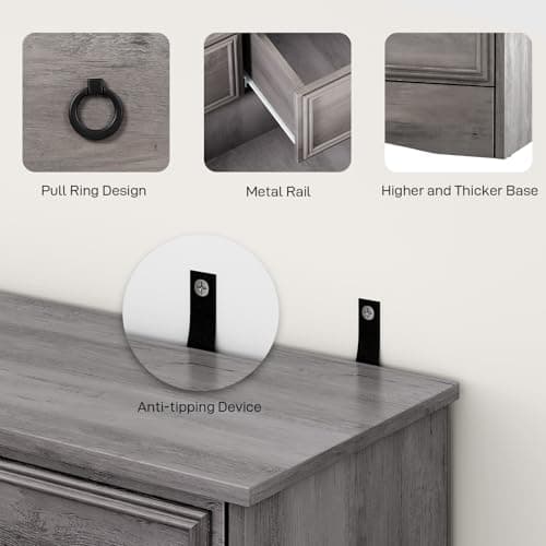 Modern 7-Drawer Gray Dresser for Bedroom Storage