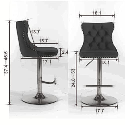 Set of 2 Velvet Swivel Bar Stools with Nailheads Trim, Button Tufted Back and Golden Footrest, Beige