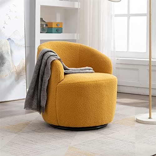 Modern Velvet Swivel Accent Chair, Blue Velvet Upholstered Barrel Chair