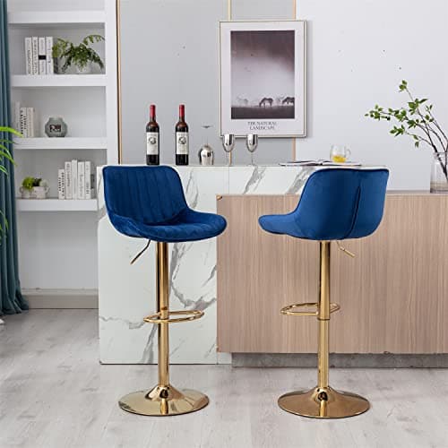 Adjustable Swivel Bar Stools Set of 2 with Back and Footrest for Kitchen Pub Dining Room