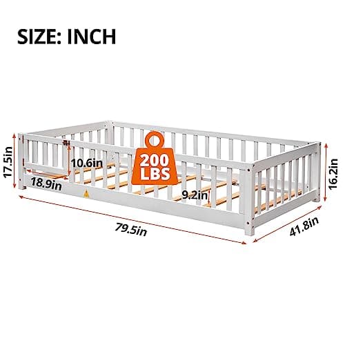i-POOK Twin Montessori Floor Bed for Children, White
