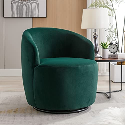 Modern Velvet Swivel Accent Chair, Blue Velvet Upholstered Barrel Chair