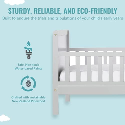 Dream On Me Brookside Pebble Grey Toddler Bed, Greenguard Gold & JPMA Certified