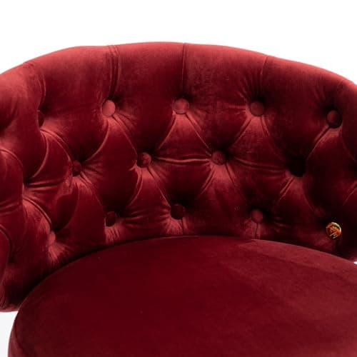 i-POOK Velvet Bar Stools Set of 2 with Swivel, Nailhead Trim, Tufted Back for Kitchen Island Pub - Claret Red