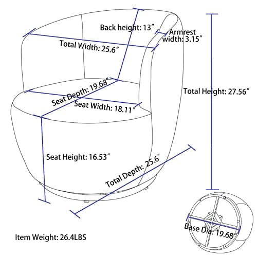 Swivel Accent Barrel Chair for Bedroom Living Room Lounge Hotel