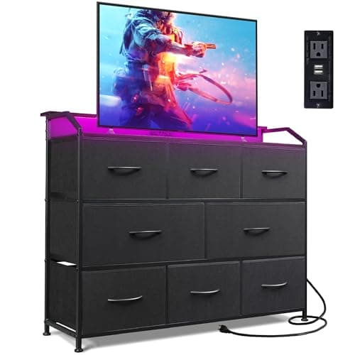 WLIVE 8-Drawer Wide Fabric Dresser for Bedroom and Living Room - Dark Grey