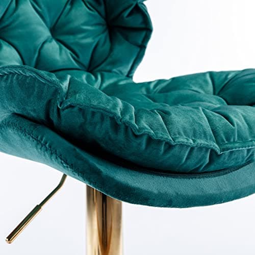 Modern Barstools Set of 2, Adjustable Velvet Swivel Bar Stool, Green