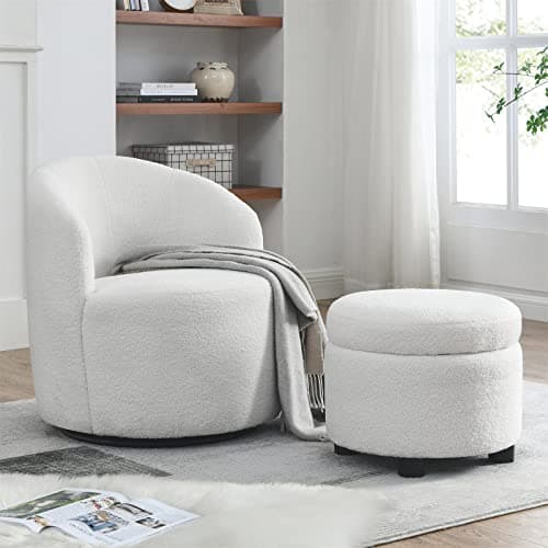 Swivel Accent Chair Set of 2 with Storage Ottoman
