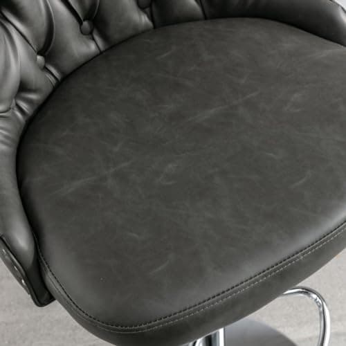 Modern Swivel Bar Stools Set of 2, Adjustable Height with Back and Footrest in Gray PU Leather
