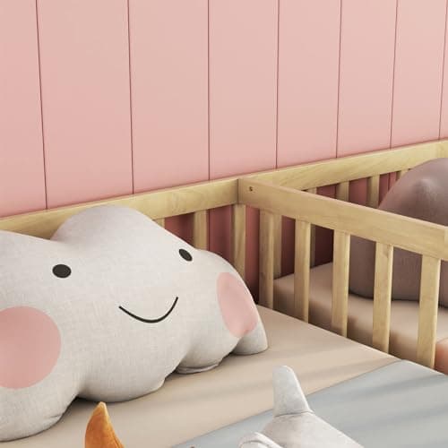 i-POOK Double Twin Bed Frames with Fence for Kids