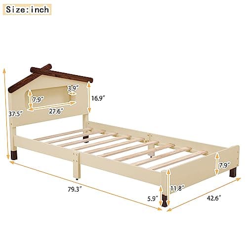 House-Shaped Twin Platform Bed with Motion Activated Night Lights